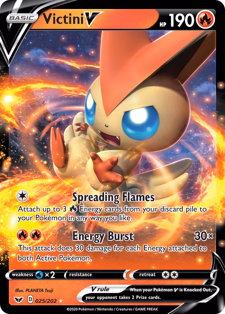 Victini V Pokemon card (025/202, Sword & Shield)