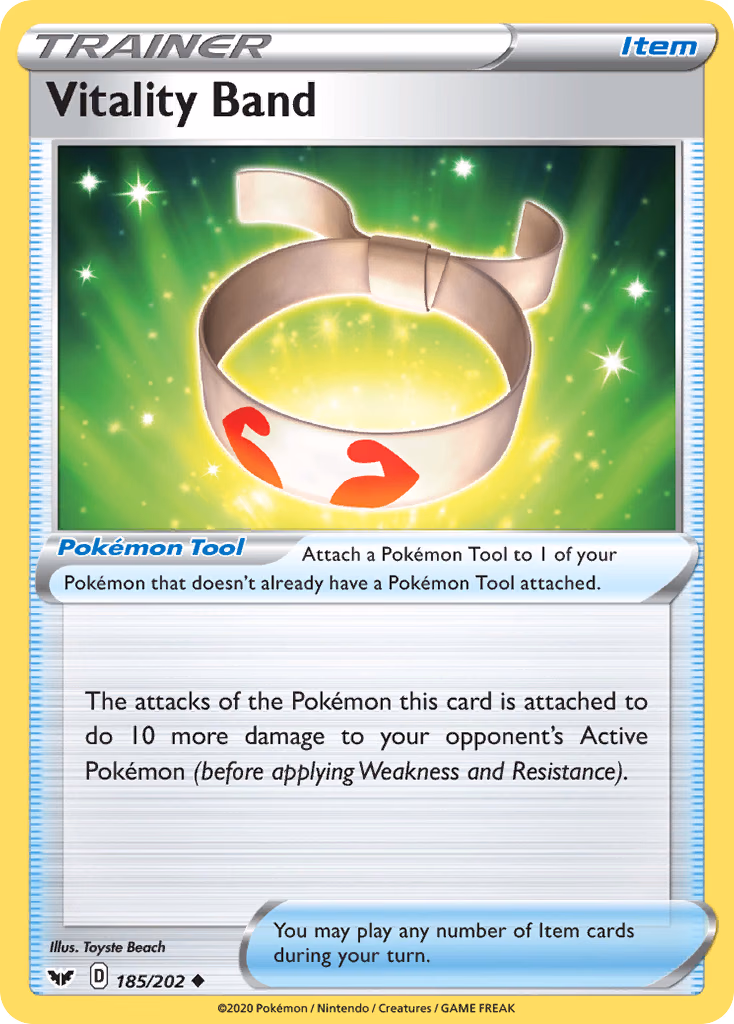 Vitality Band Pokemon card (185/202, Sword & Shield)
