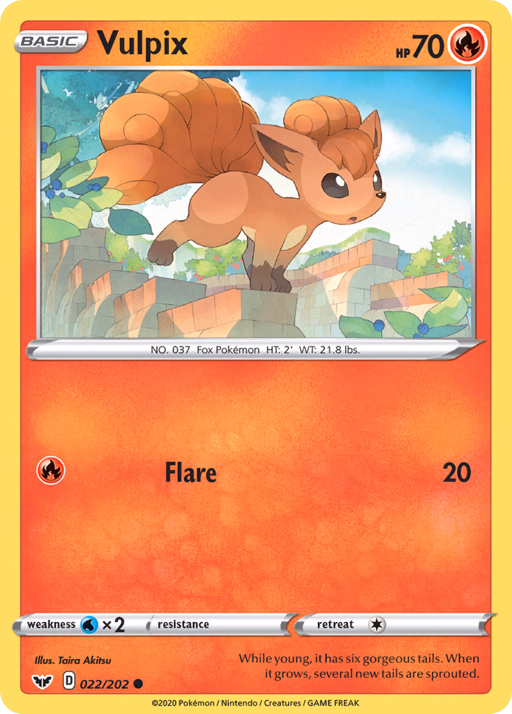 Vulpix Pokemon card (022/202, Sword & Shield)