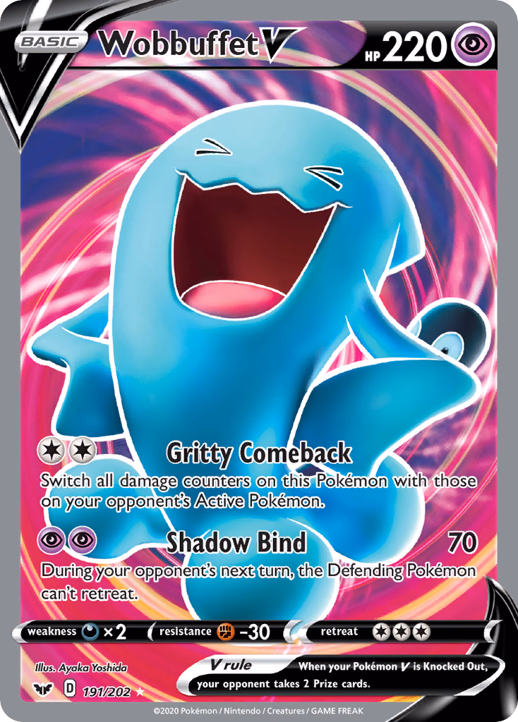 Wobbuffet V Pokemon card (191/202, Sword & Shield)