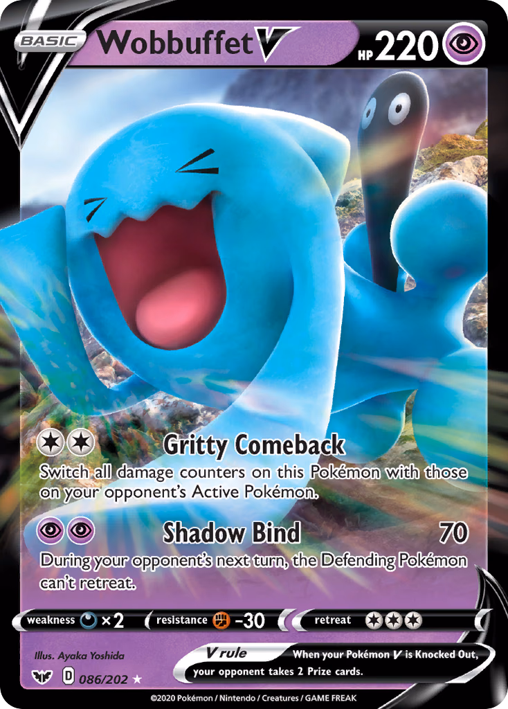 Wobbuffet V Pokemon card (086/202, Sword & Shield)