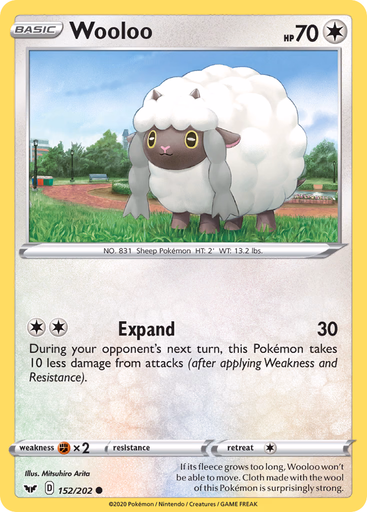 Wooloo Pokemon card (152/202, Sword & Shield)