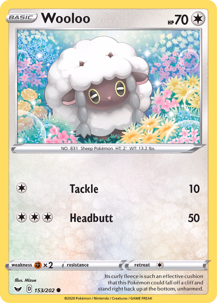 Wooloo Pokemon card (153/202, Sword & Shield)