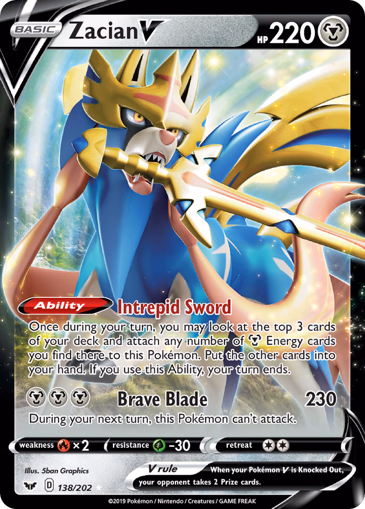 Zacian V Pokemon card (138/202, Sword & Shield)