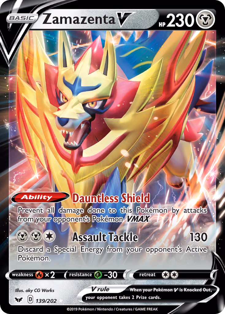 Zamazenta V Pokemon card (139/202, Sword & Shield)