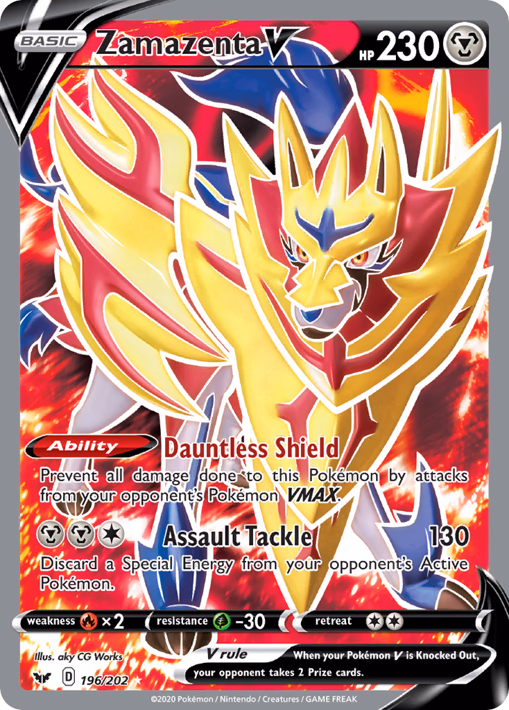 Zamazenta V Pokemon card (196/202, Sword & Shield)
