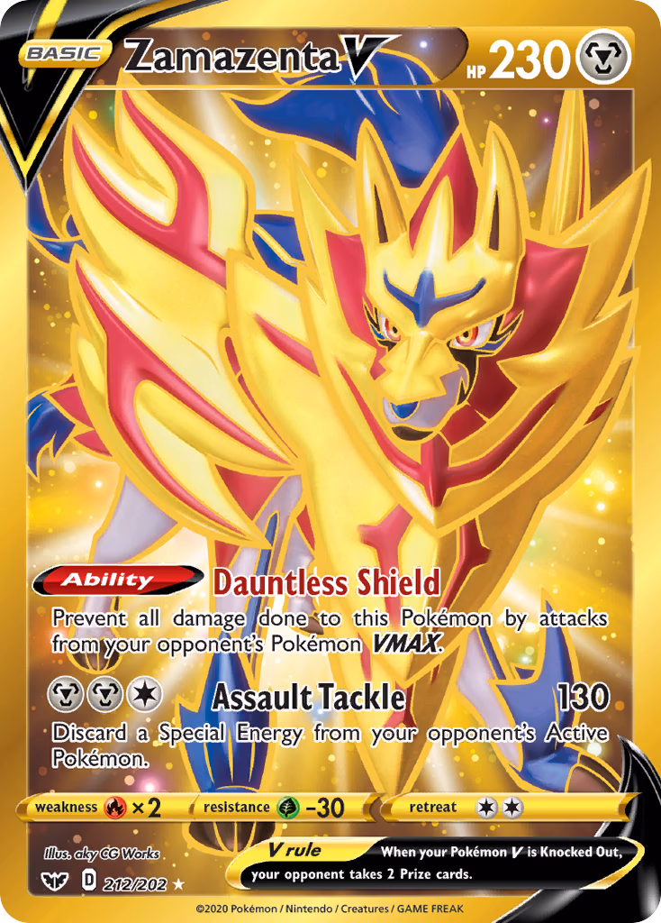 Zamazenta V Pokemon card (212/202, Sword & Shield)