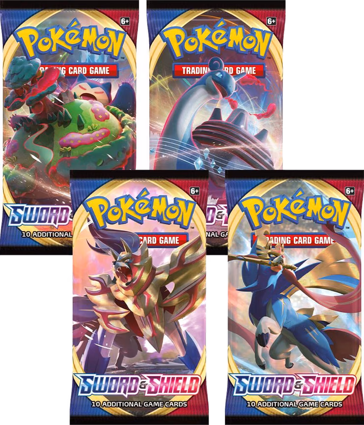 Pokemon Sword & Shield Sword and Shield Base Set Booster Pack Art Bundle [Set of 4]