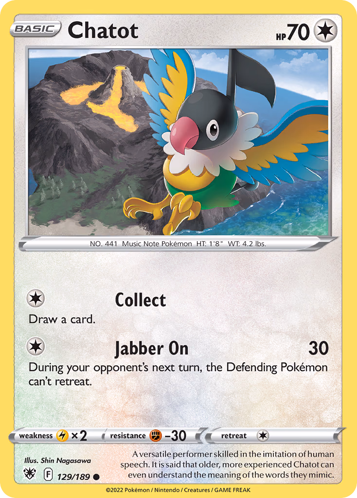 Chatot Pokemon card (129/189, Astral Radiance)