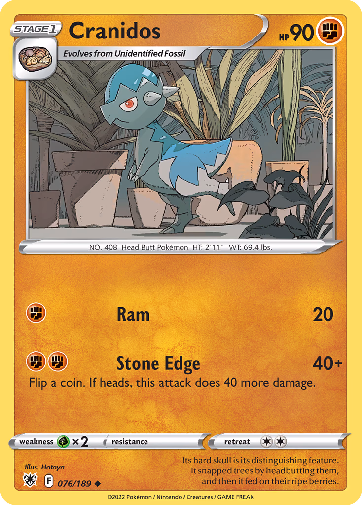 Cranidos Pokemon card (076/189, Astral Radiance)