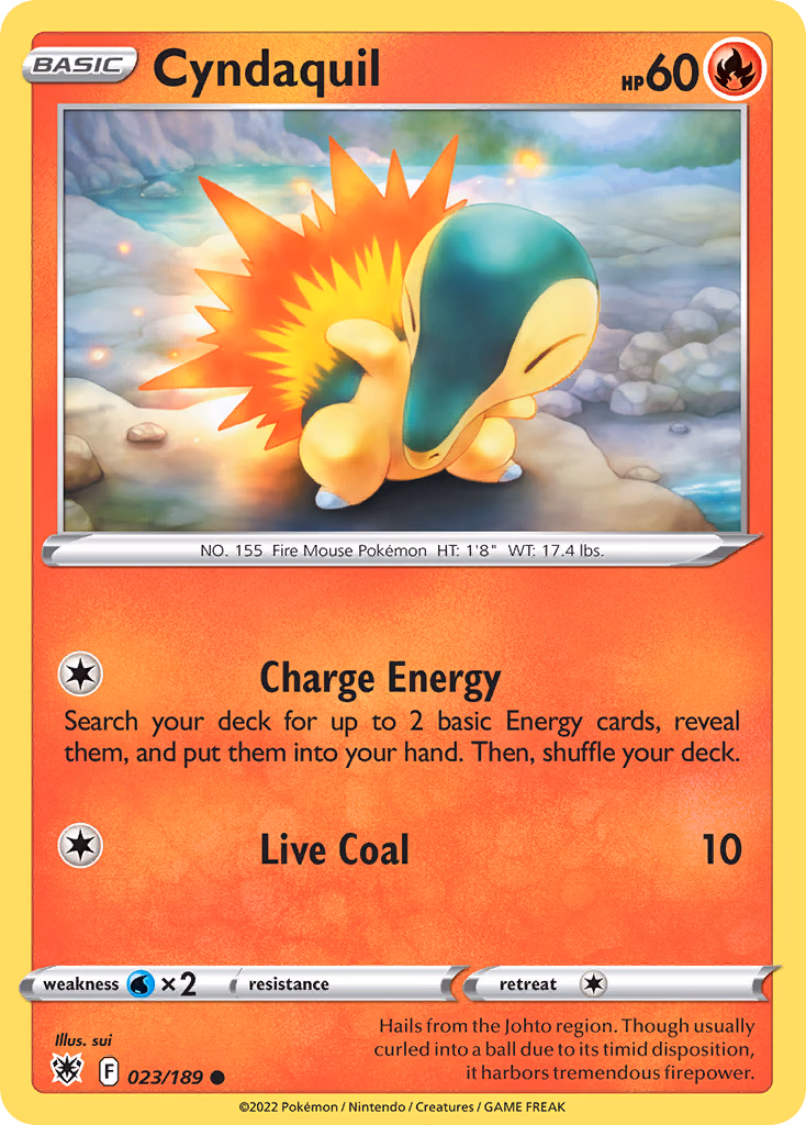 Cyndaquil Pokemon card (023/189, Astral Radiance)
