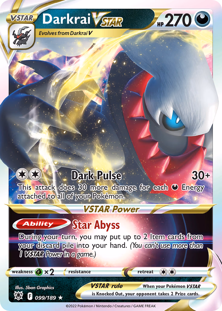 Darkrai VSTAR Pokemon card (099/189, Astral Radiance)