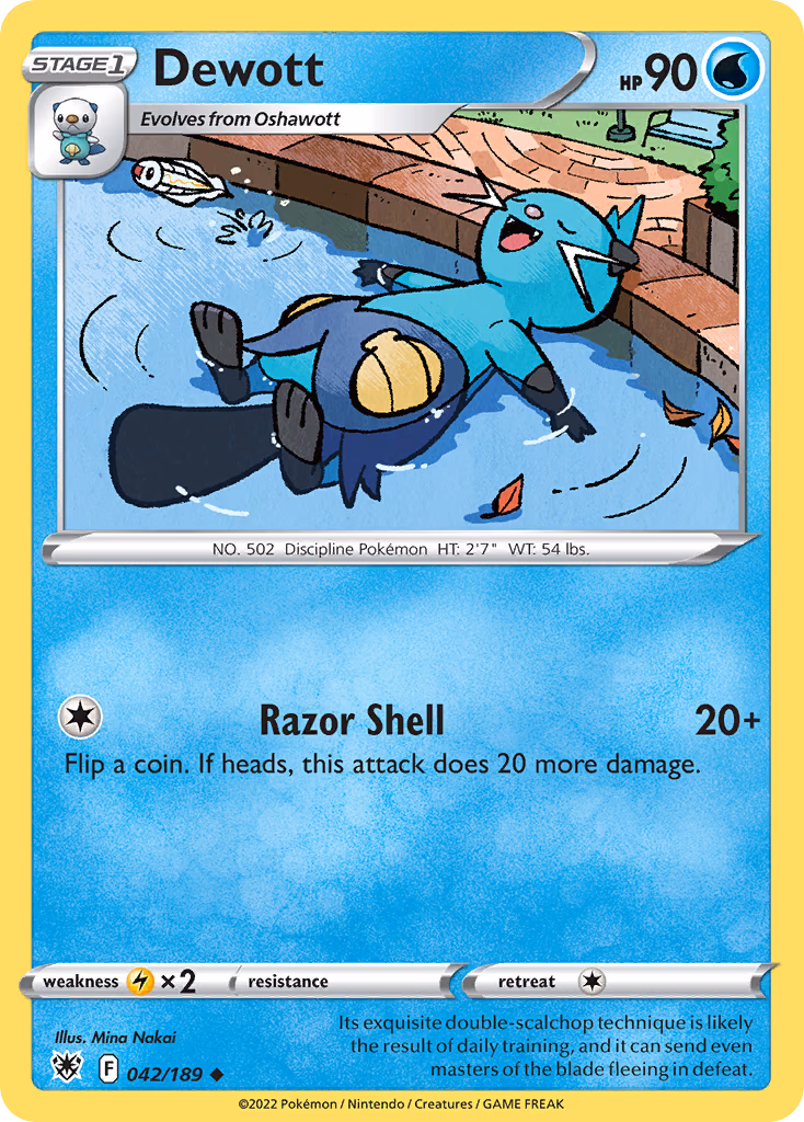 Dewott Pokemon card (042/189, Astral Radiance)