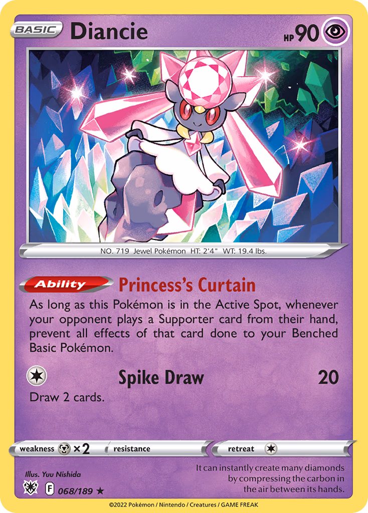 Diancie Pokemon card (068/189, Astral Radiance)