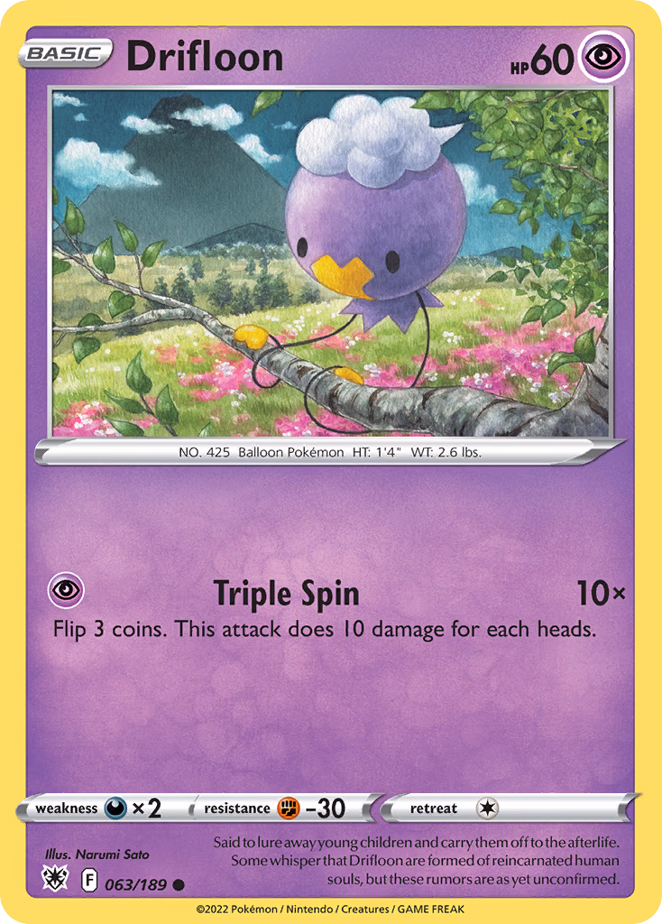 Drifloon Pokemon card (063/189, Astral Radiance)