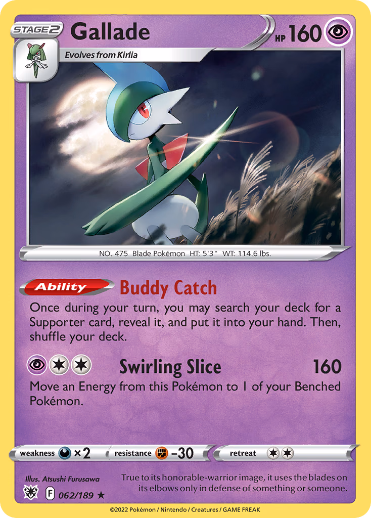 Gallade Pokemon card (062/189, Astral Radiance)