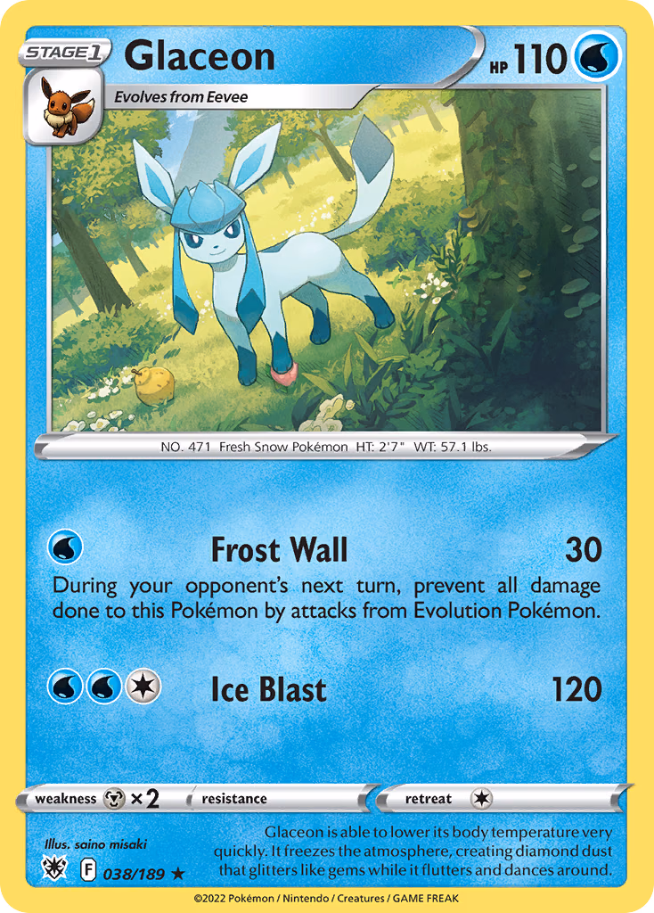Glaceon Pokemon card (038/189, Astral Radiance)