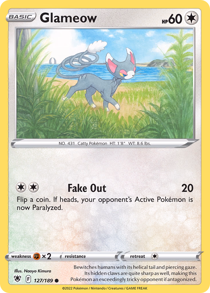 Glameow Pokemon card (127/189, Astral Radiance)