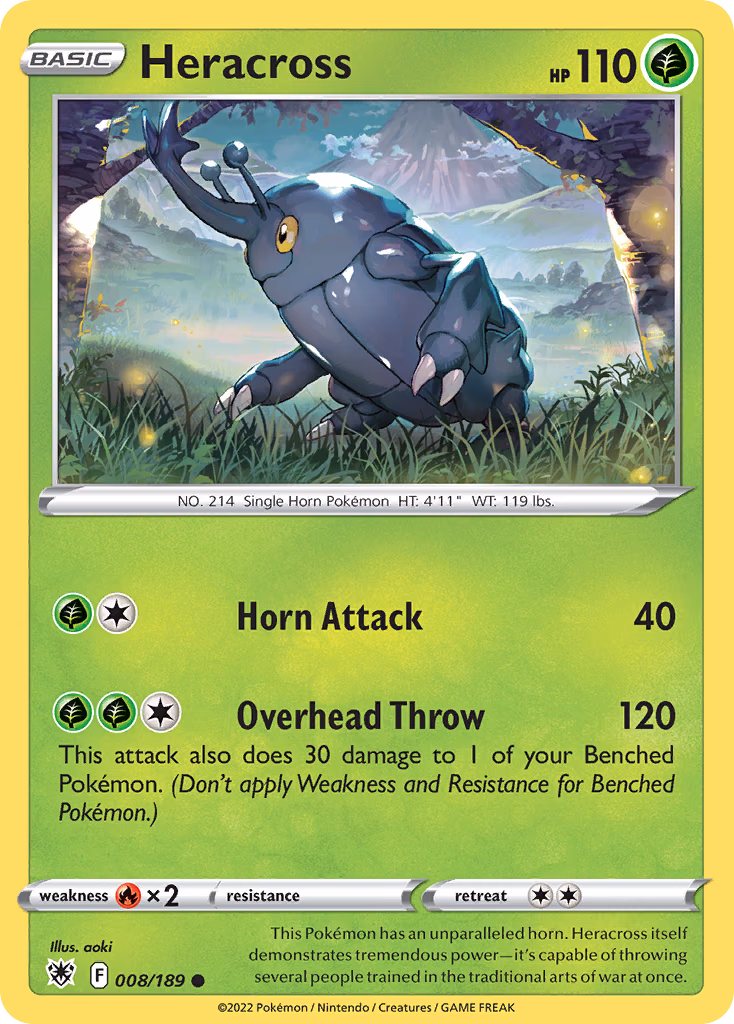 Heracross Pokemon card (008/189, Astral Radiance)