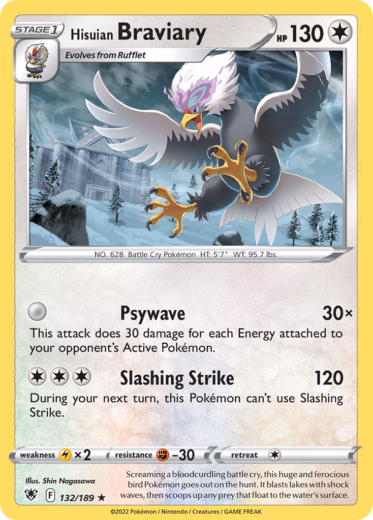 Hisuian Braviary Pokemon card (132/189, Astral Radiance)