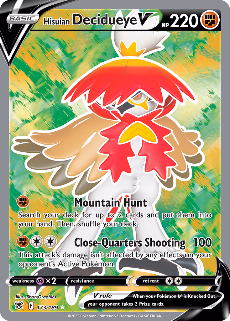 Hisuian Decidueye V Pokemon card (173/189, Astral Radiance)