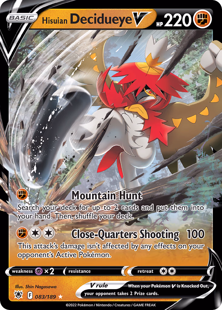 Hisuian Decidueye V Pokemon card (083/189, Astral Radiance)