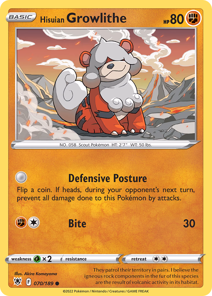 Hisuian Growlithe Pokemon card (070/189, Astral Radiance)