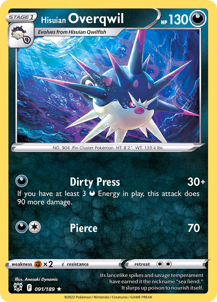 Hisuian Overqwil Pokemon card (091/189, Astral Radiance)