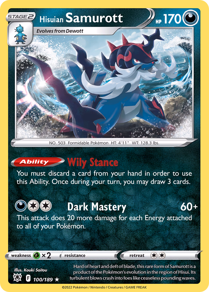 Hisuian Samurott Pokemon card (100/189, Astral Radiance)
