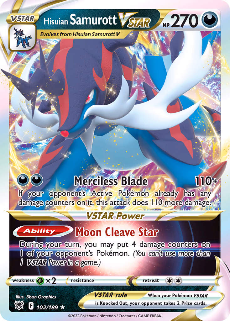 Hisuian Samurott VSTAR Pokemon card (102/189, Astral Radiance)