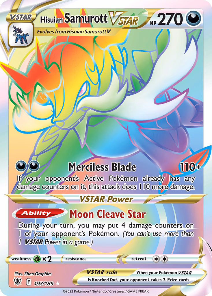 Hisuian Samurott VSTAR Pokemon card (197/189, Astral Radiance)