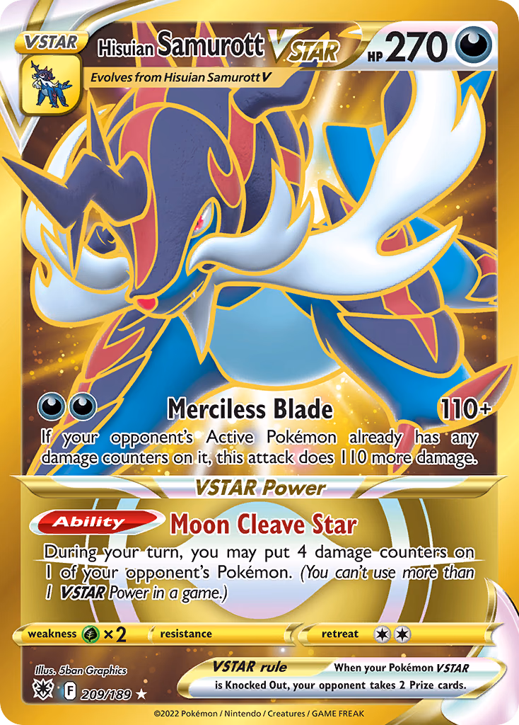 Hisuian Samurott VSTAR Pokemon card (209/189, Astral Radiance)