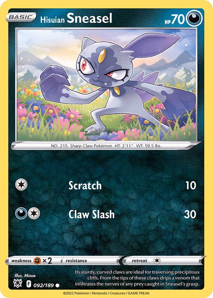 Hisuian Sneasel Pokemon card (092/189, Astral Radiance)
