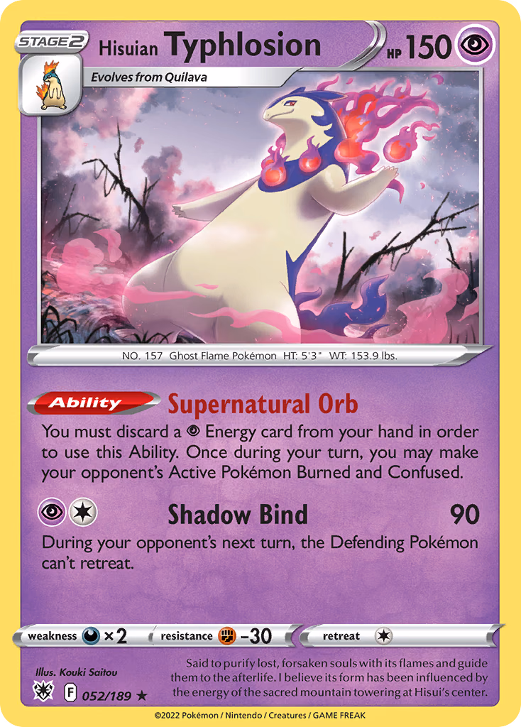 Hisuian Typhlosion Pokemon card (052/189, Astral Radiance)