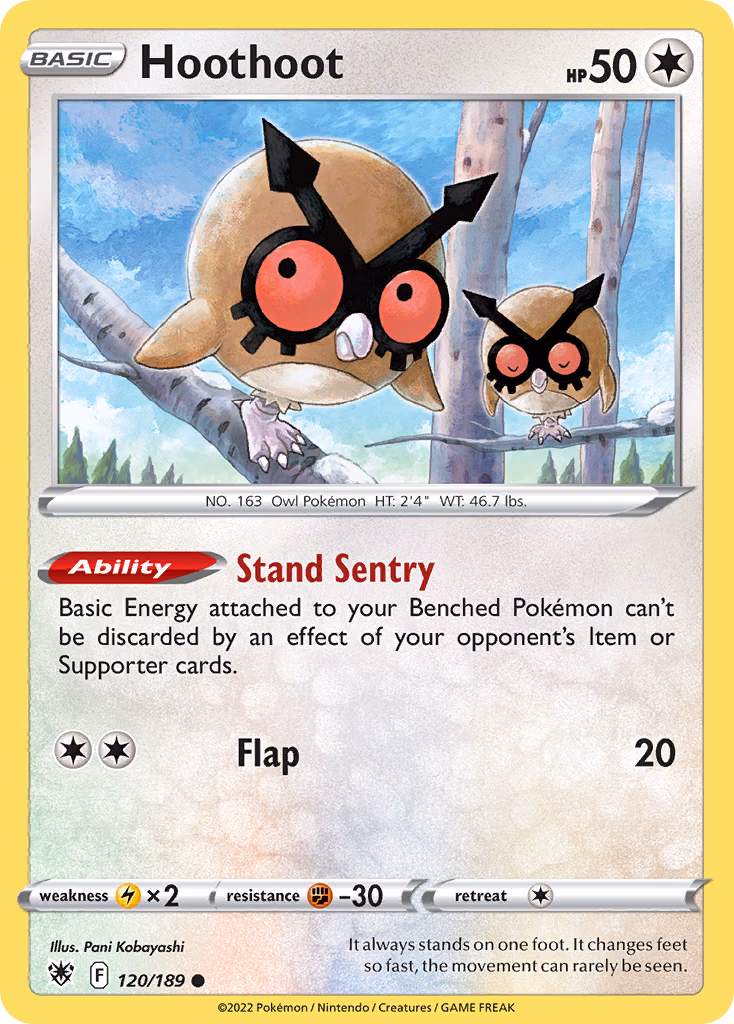 Hoothoot Pokemon card (120/189, Astral Radiance)