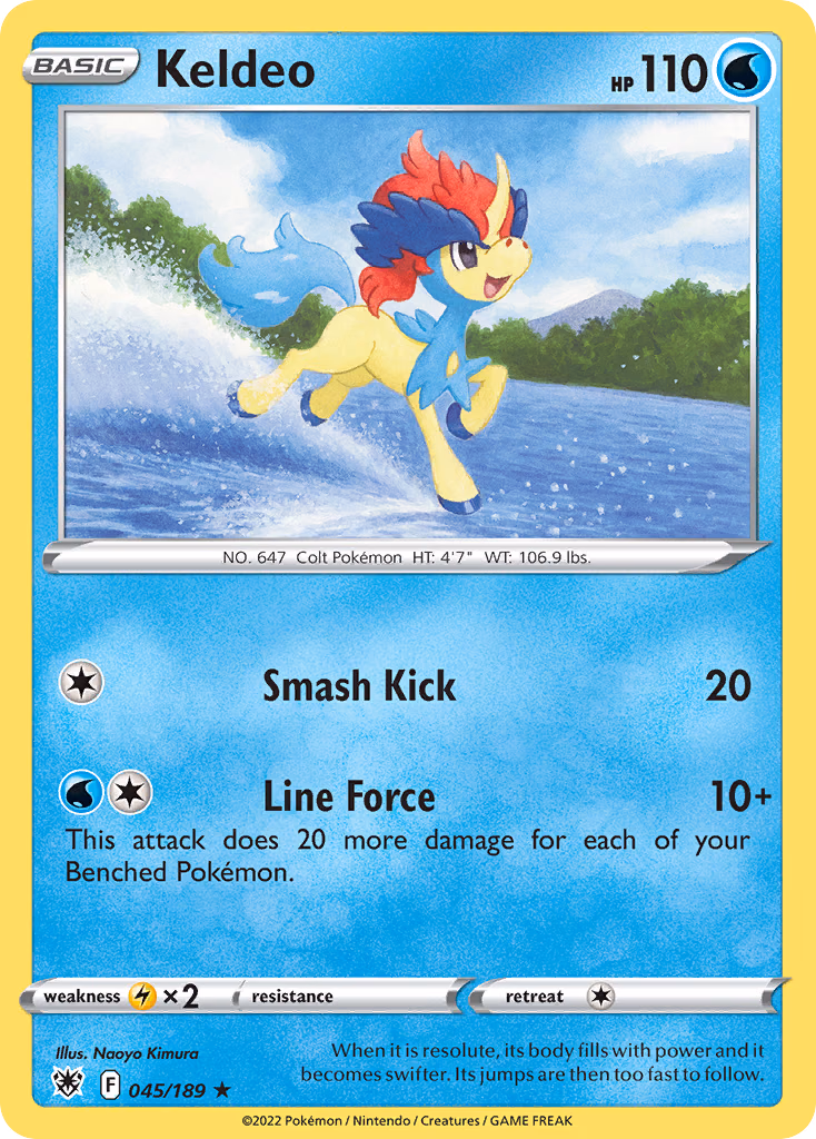 Keldeo Pokemon card (045/189, Astral Radiance)