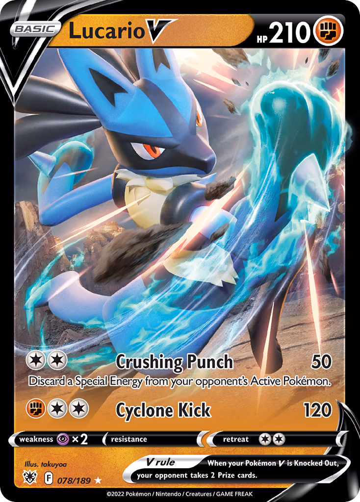Lucario V Pokemon card (078/189, Astral Radiance)