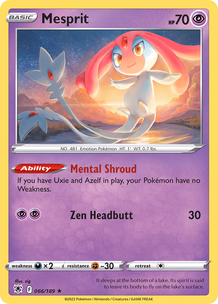 Mesprit Pokemon card (066/189, Astral Radiance)