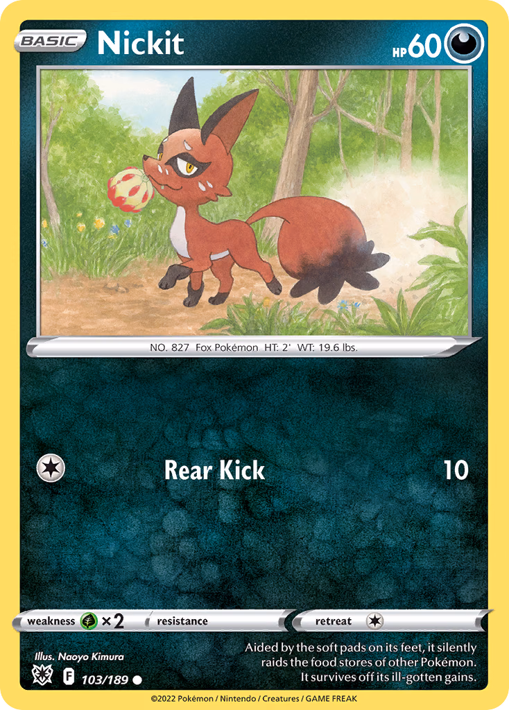 Nickit Pokemon card (103/189, Astral Radiance)