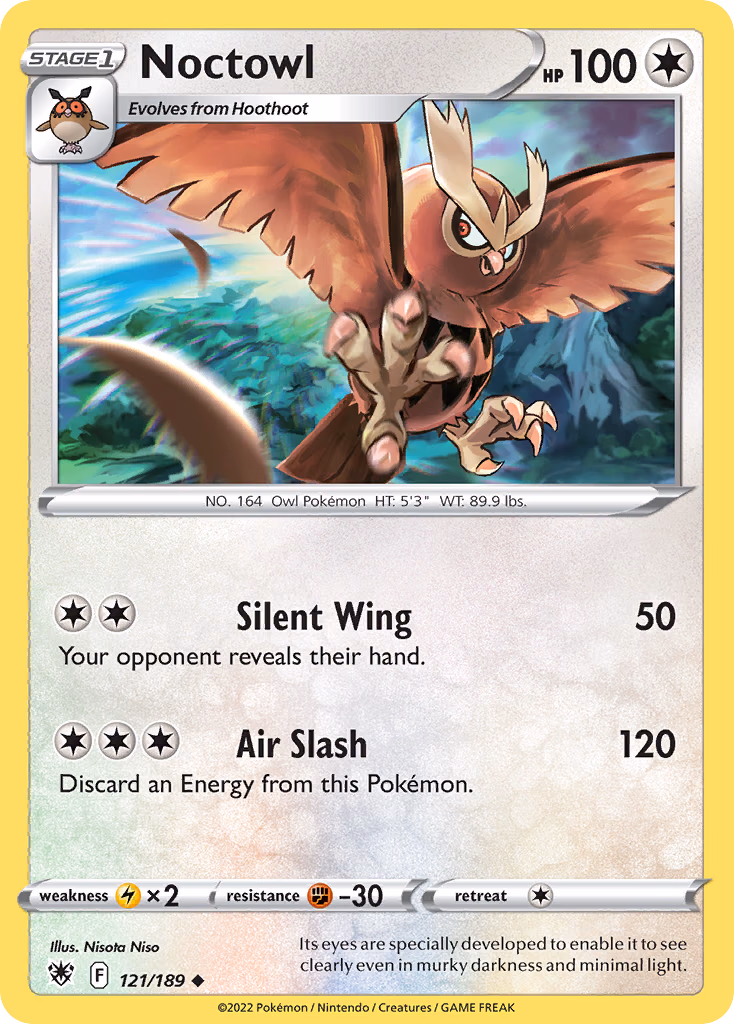 Noctowl Pokemon card (121/189, Astral Radiance)