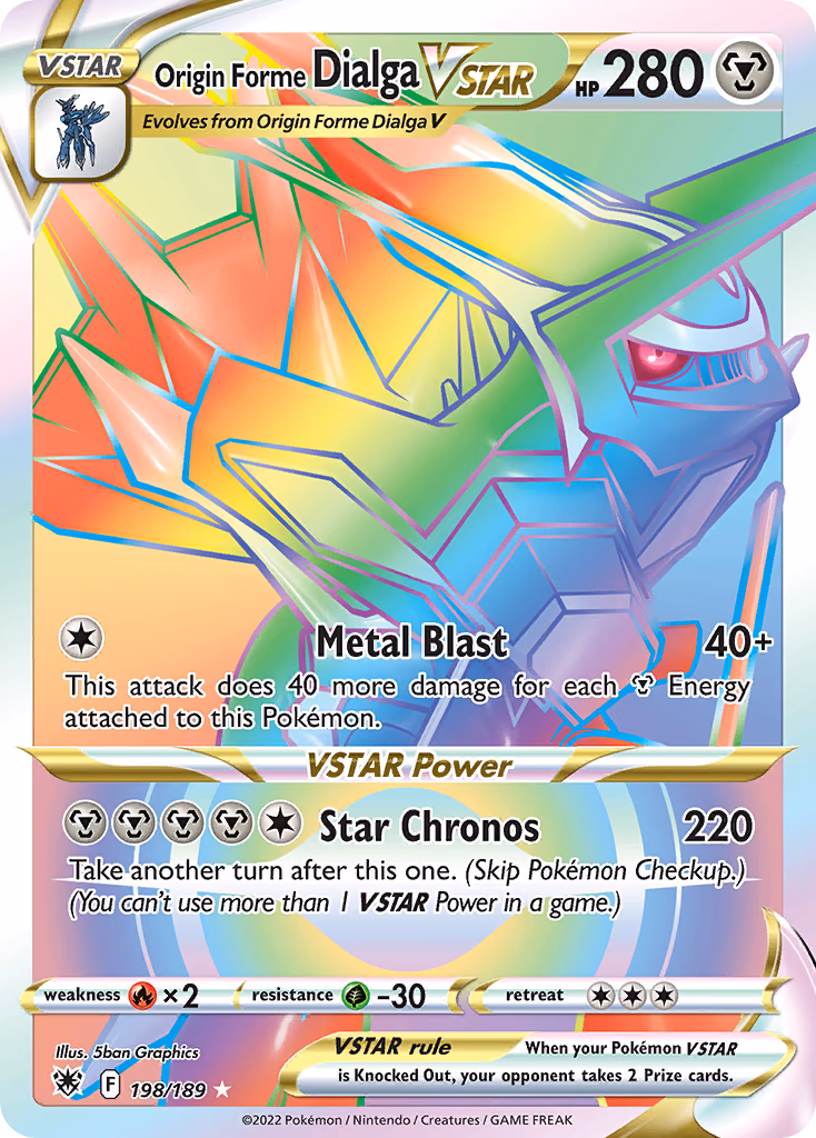 Origin Forme Dialga VSTAR Pokemon card (198/189, Astral Radiance)