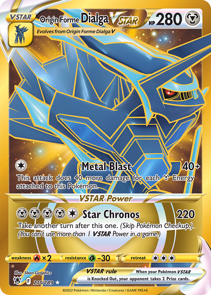 Origin Forme Dialga VSTAR Pokemon card (210/189, Astral Radiance)