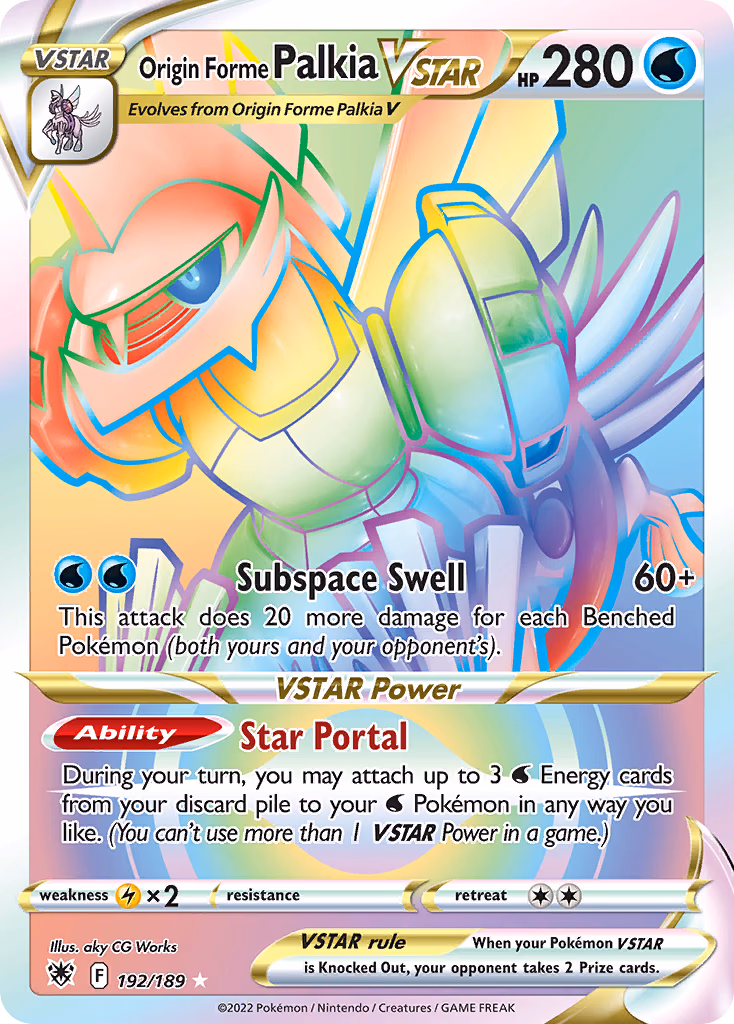Origin Forme Palkia VSTAR Pokemon card (192/189, Astral Radiance)