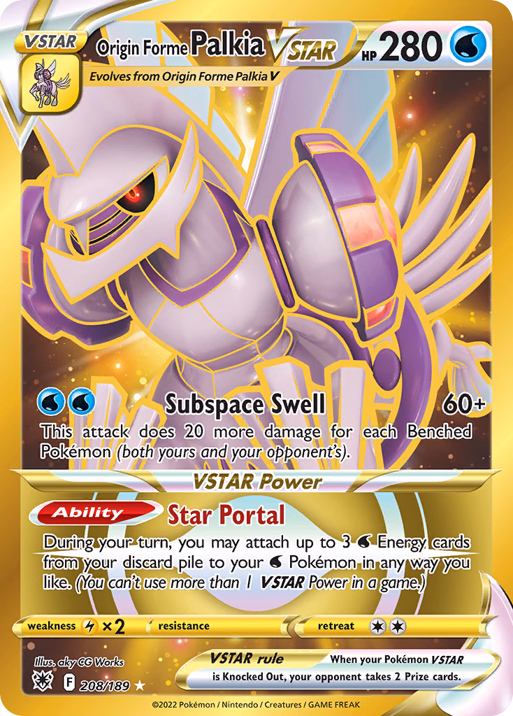 Origin Forme Palkia VSTAR Pokemon card (208/189, Astral Radiance)