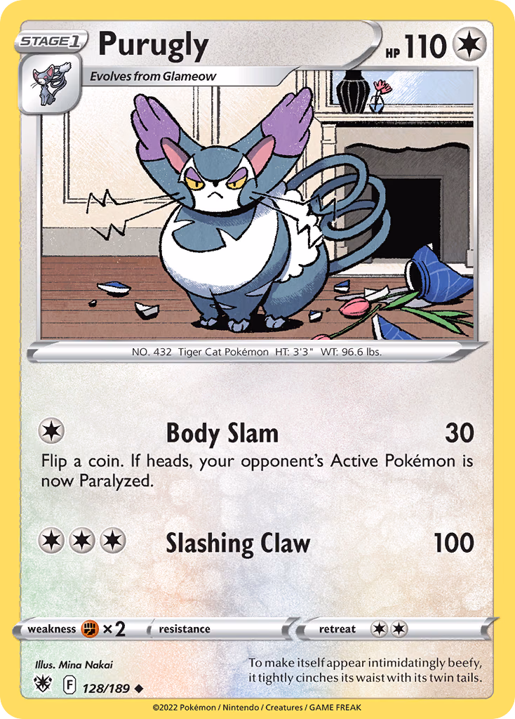 Purugly Pokemon card (128/189, Astral Radiance)