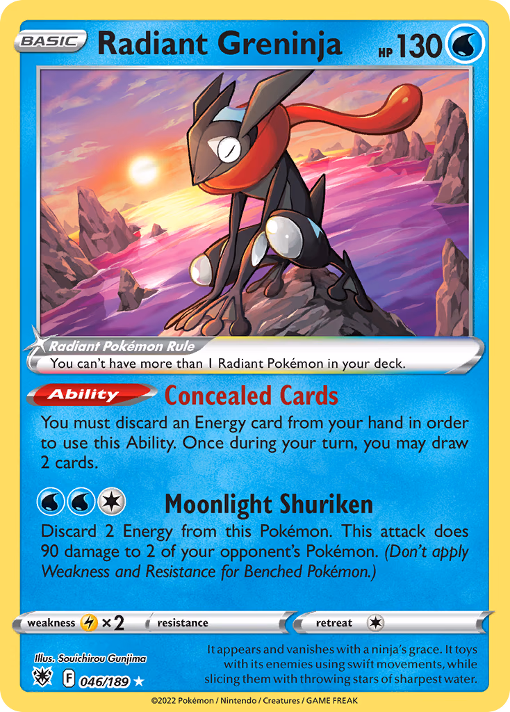 Radiant Greninja Pokemon card (046/189, Astral Radiance)