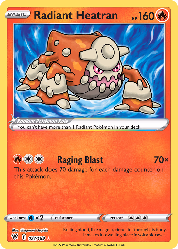 Radiant Heatran Pokemon card (027/189, Astral Radiance)