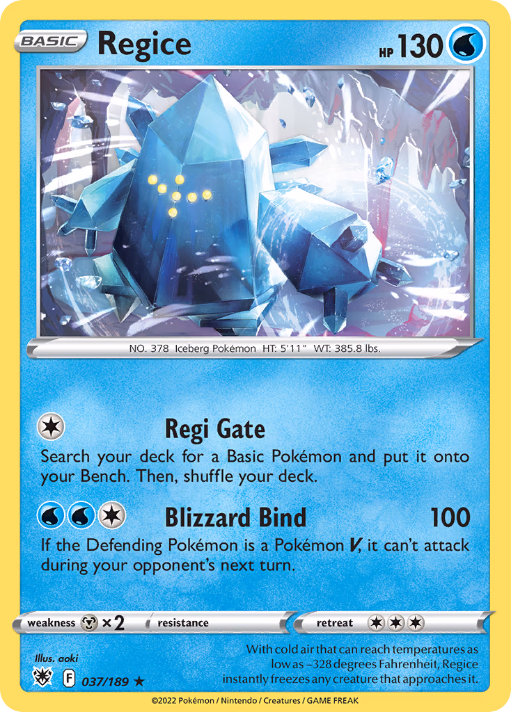Regice Pokemon card (037/189, Astral Radiance)