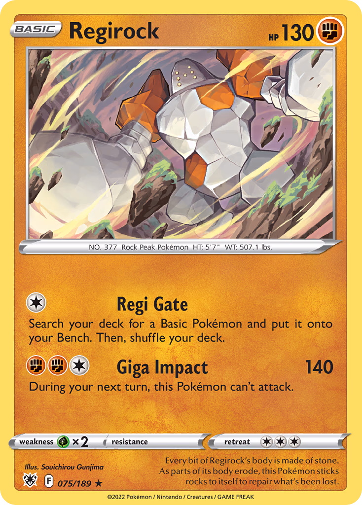 Regirock Pokemon card (075/189, Astral Radiance)
