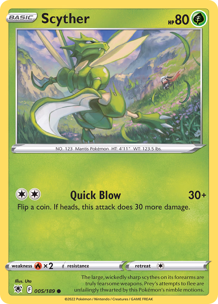 Scyther Pokemon card (005/189, Astral Radiance)
